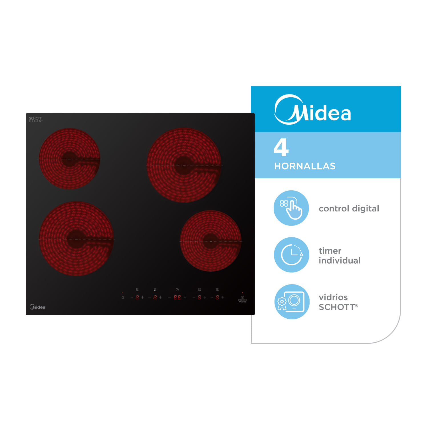 Anafe Midea Elect Eh-D104bar1 59cm 4horn Negro